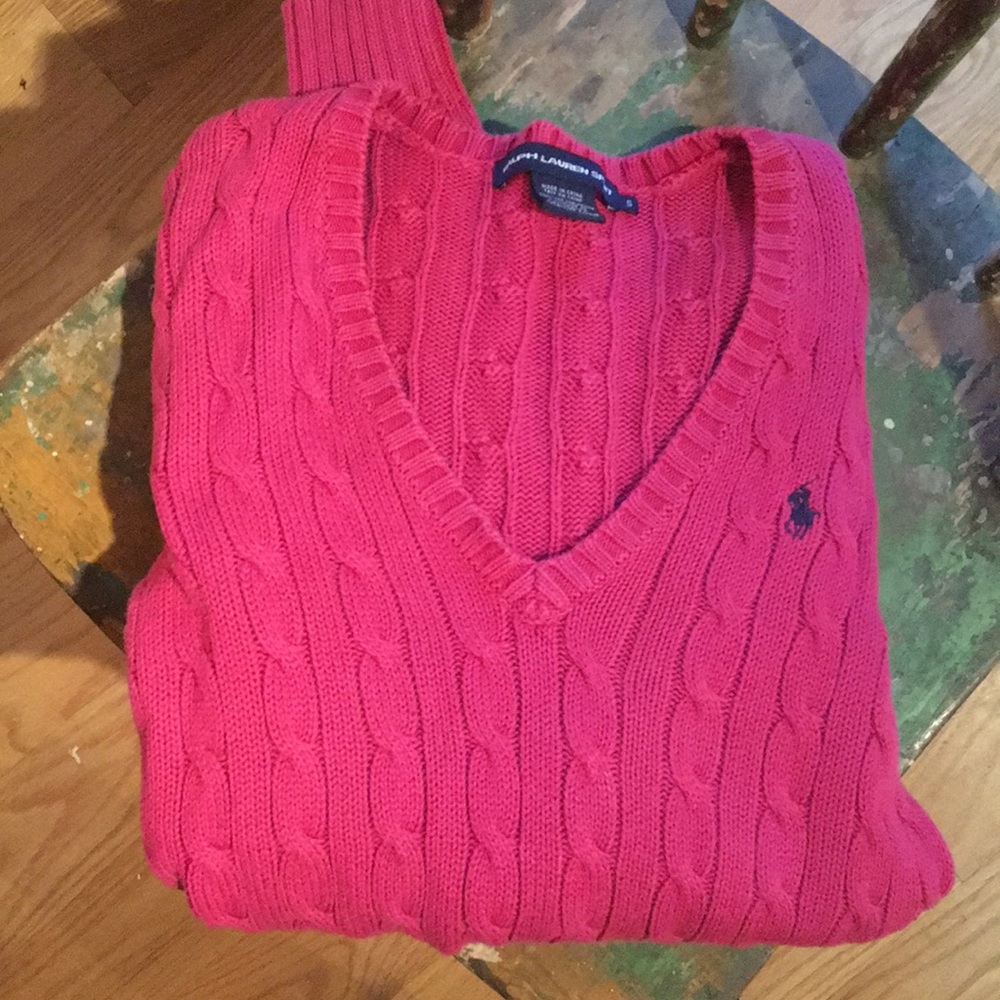 Ralph Lauren Pink V Neck Sweater Women’s size S